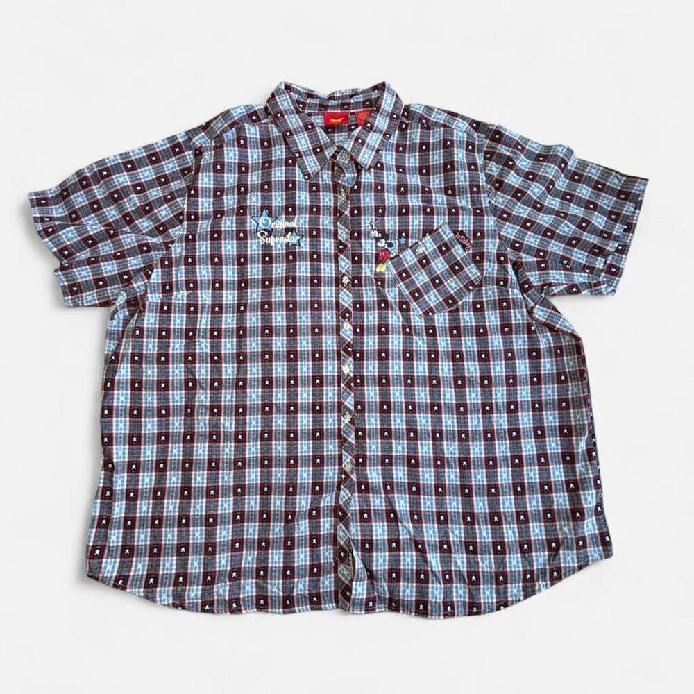 Jerry Leigh Women Plus Size Button-Up Shirt Mickey Plaid Blue Red